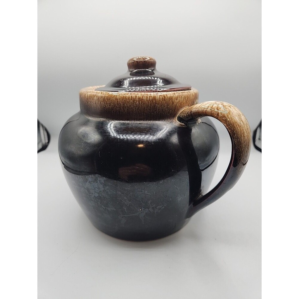 Vintage Pfaltzgraff Brown Drip Gourmet Large Bean Pot Tureen Cookie Jar 60s